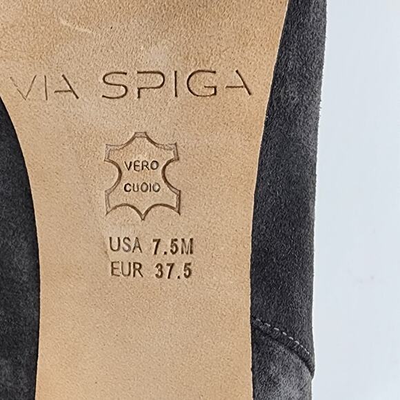Via Spiga Silvie Grey Suede Covered Block Heel Booties with inside Zip. EUC 7.5M - Picture 9 of 10